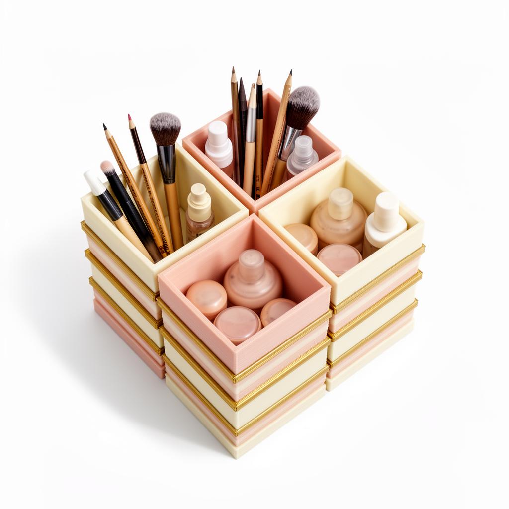 Blume Blush ClikBriks organiser permutation — 2×2 · pink + ivory + gold trim