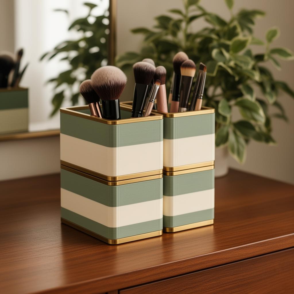 Forest Floor ClikBriks organiser permutation — 2×2 · sage + ivory + brass trim