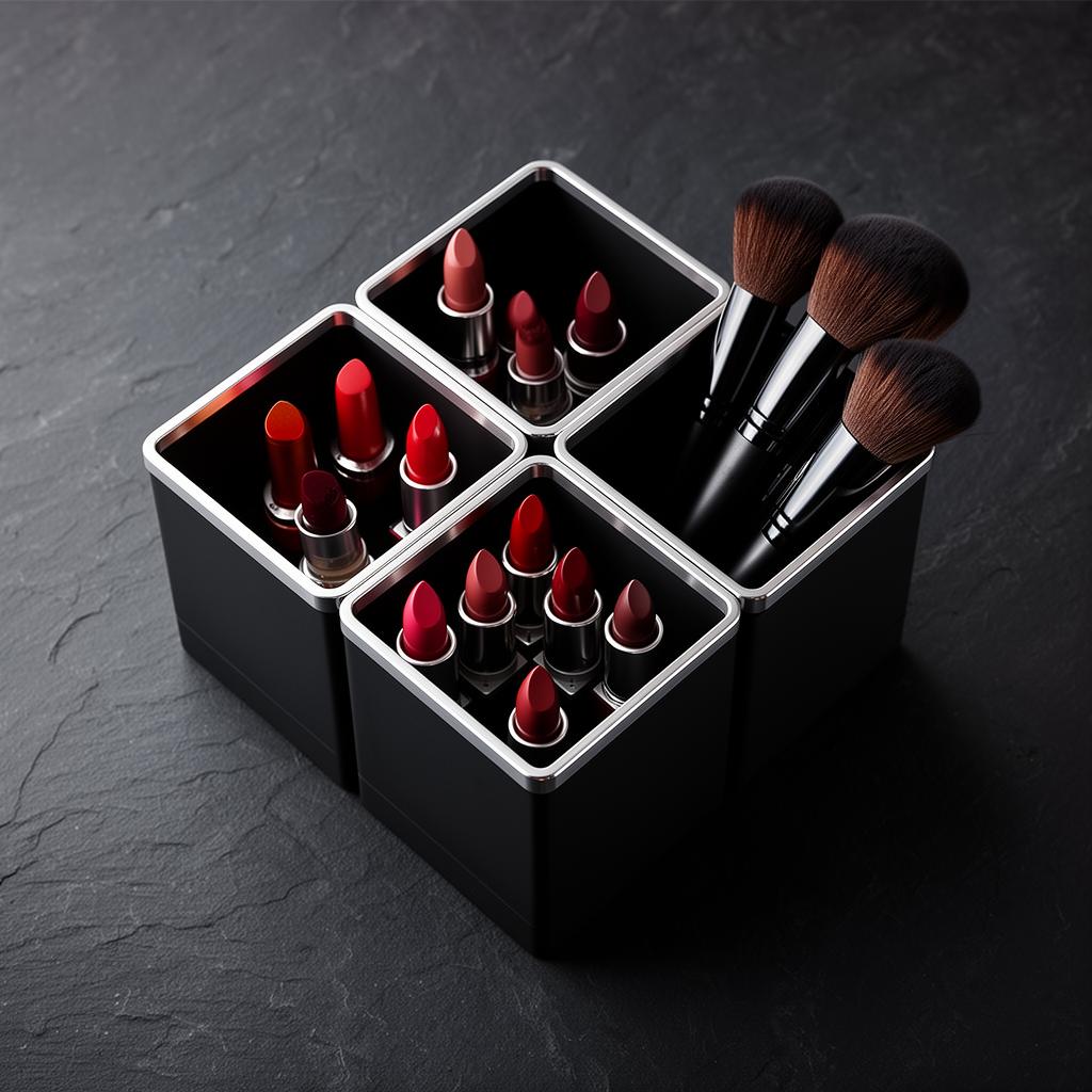 Stealth Black ClikBriks organiser permutation — 2×2 · matte black + silver trim